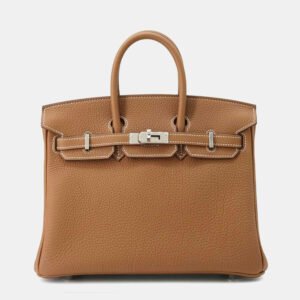 Hermes Gold Togo Leather Birkin 25 Top Handle Bag