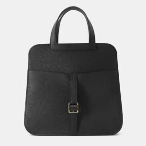 Hermes Black Taurillon Clemence Leather Halzan 25 Bag