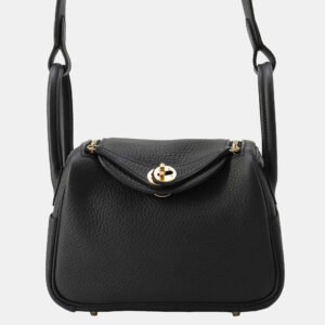 Hermes Black Taurillon Clemence Lindy 22 Handbag