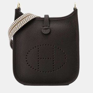 Hermes Ebene/Etoupe Taurillon Clemence Evelyne Amazon Sangle Zig Zag TPM Shoulder Bag