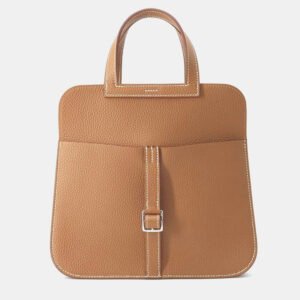 Hermes Gold Taurillon Clemence Halzan 25 Tote Bag