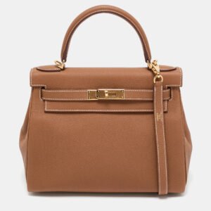 Herm&egrave;s Gold Togo Leather Gold Finish Kelly Retourne 28 Bag