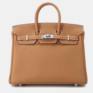 Hermes Birkin 25 Gold Togo Leather Top Handle Bag