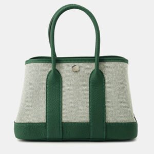 Hermes Garden Party 23 Vert Moyen Toile H Viking Negonda Leather Neo Tote Bag