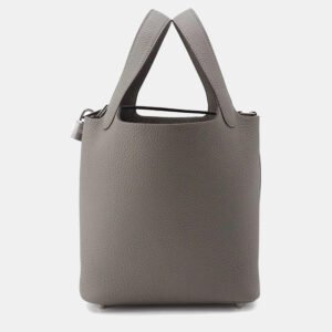 Hermes Picotin Lock 18 Gris Meyer Taurillon Clemence Leather Top Handle Bag