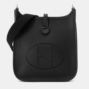 Hermes Evelyne TPM Long Black Taurillon Clemence Shoulder Bag
