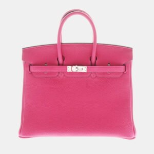 Hermes Pink Togo Leather Palladium Finish Birkin 25 Bag