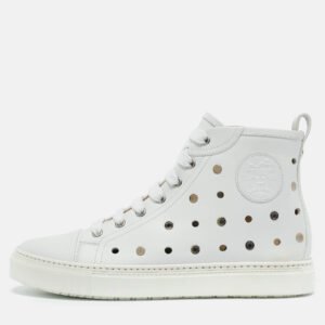 Hermes White Perforated Leather Jimmy High Top Sneakers Size 39
