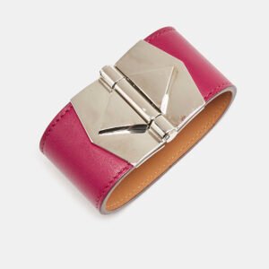Herm&egrave;s B&eacute;r&eacute;nice Cuir Leather Palladium Plated Bracelet