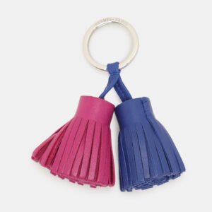 Herm&egrave;s Blue/Pink Leather Carmen Uno-Dos Key Ring