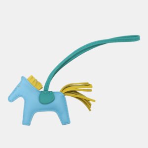 Hermes Blue Swift Calfskin Rodeo PM Charm