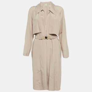 Herm&egrave;s Beige Silk Belted Coat M