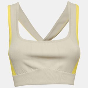Herm&egrave;s Grey Stretch Knit Yoga Crop Top S