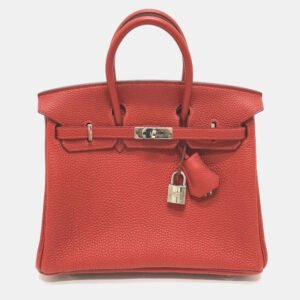 Hermes Vermillion Red Leather Birkin 25 Bag