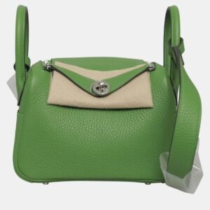 Hermes Green Leather Mini Lindy Bag