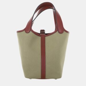 Hermes Bicolour Canvas/Leather Picotin 18 Shoulder Bag