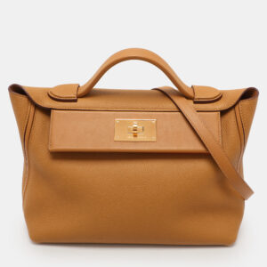 Hermes Jaune Ambre Togo and Swift Leather Gold Tone Finish 24/24 29 Bag