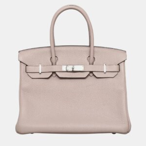 Hermes Glycine Clemence Leather Birkin 30 Bag