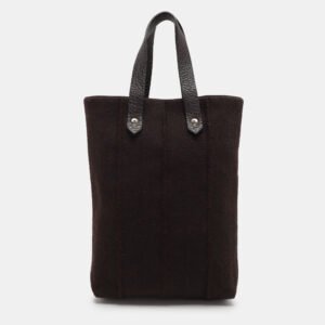 Hermes Dark Brown Leather and Wool Ahmedabad PM Bag