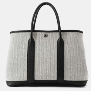 Hermes Ecru/Black Negonda Leather Toile H Garden Party TPM Bag