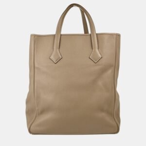 Hermes Etoupe Grey Taurillon Clemence Leather Victoria Tote Bag