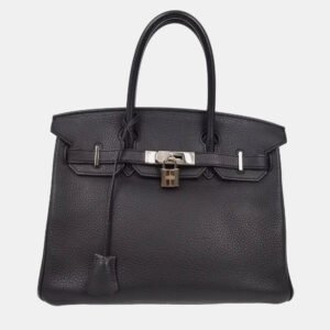 Hermes Black Taurillon Clemence Birkin 30 Handbag