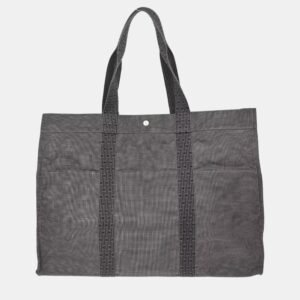 Hermes Gray Canvas Herline Tote Bag