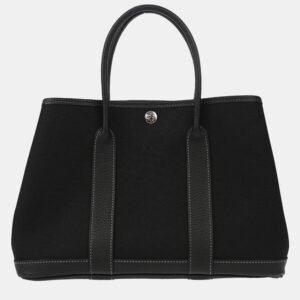 Hermes Black Toile Garden Party TPM Tote Bag