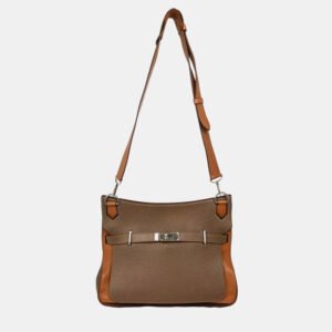 Hermes Taupe Gray Gold Taurillon Clemence Jypsiere 34 Shoulder Bag