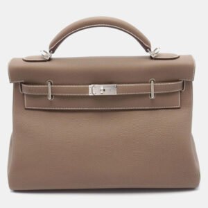 Hermes Etoupe Togo Leather Palladium Finish Kelly Maxi 42 Bag