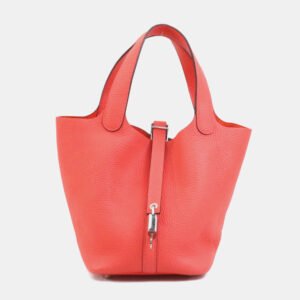 Hermes Rose Texas Taurillon Clemence Picotin Lock 18 Handbag
