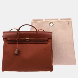 Hermes Brown Toile Officier H Herbag 39 Handbag