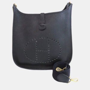 Hermes Black Togo Leather Evelyne GM 33 Shoulder Bag