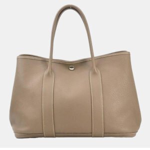 Hermes Etoupe Leather Garden Party 36 Tote Bag