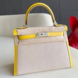 luxury-women-hermes-used-handbags-p1138042-003 Hermes Napoli Yellow Canvas Kelly 28