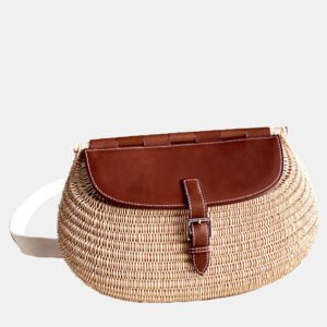 Hermes Leather and Bamboo Panier de Peche Shoulder Bag