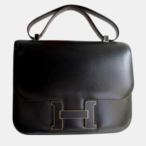 Hermes Black Box Calf Leather Constance 30 Shoulder Bag