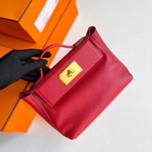 Hermes Mini Red Clemence Leather 24/24 Shoulder Bag