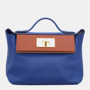 Hermes Blue Royal, Cuivre & Chai Evercolor and Swift Leather Tri-Color Mini 24/24 Shoulder Bag