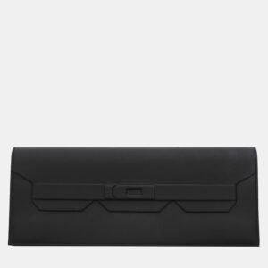 Hermes Noir Swift Leather Shadow Birkin Cut Clutch Bag