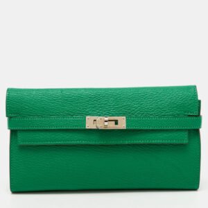 Hermes Menthe Chevre Mysore Leather Kelly Classic Wallet