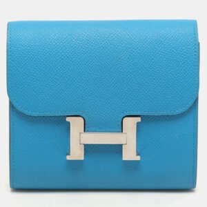 Hermes Bleu Zanzibar Epsom Leather Constance Compact Wallet