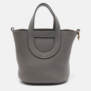 Hermes Gris Meyer Taurillon Clemence and Swift Leather In The Loop 18 Bag