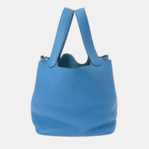 Hermes Blue Zanzibar Taurillon Clemence Picotin Lock 22 Handbag