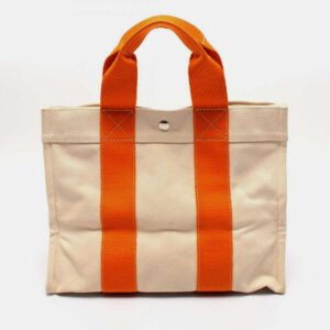 Hermes Canvas Beige Orange Bora Bora PM Tote Bag