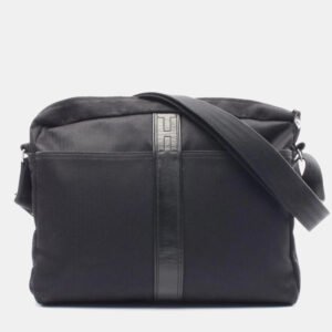 Hermes Black Canvas Leather Acapulco Basas Crossbody Bag