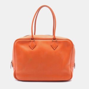 Hermes Orange Leather Plume 32 Handbag