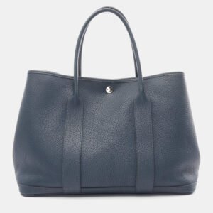 Hermes Navy Negonda Leather Garden Party 36 Tote Bag