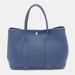 Hermes Blue Negonda Leather Garden Party 36 Tote Bag