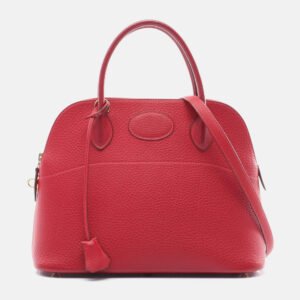 Hermes Rouge Vif Ardennes Leather Bolide 31 Shoulder Handbag